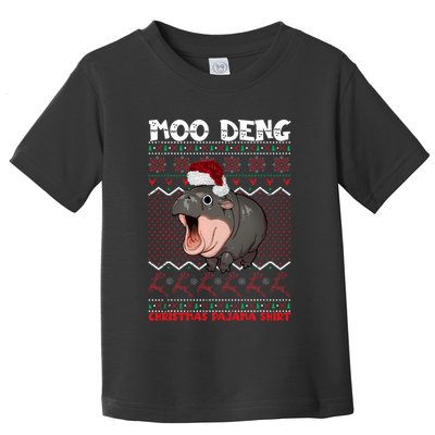 Moo Deng Christmas Moo Deng Christmas Pajama Matching Family Toddler T-Shirt