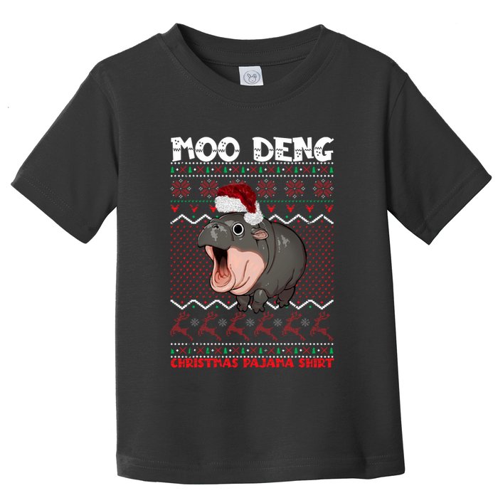 Moo Deng Christmas Moo Deng Christmas Pajama Matching Family Toddler T-Shirt