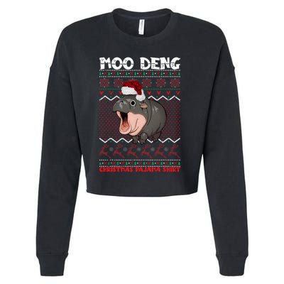 Moo Deng Christmas Moo Deng Christmas Pajama Matching Family Cropped Pullover Crew