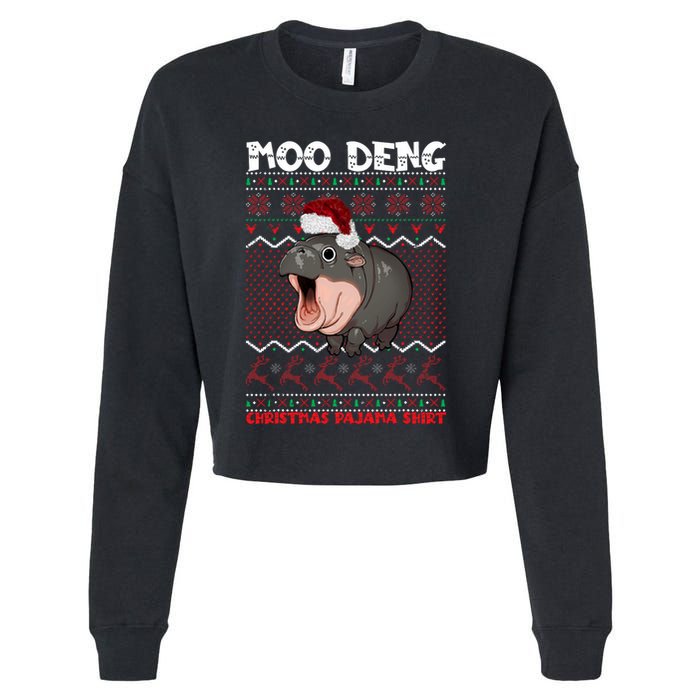 Moo Deng Christmas Moo Deng Christmas Pajama Matching Family Cropped Pullover Crew