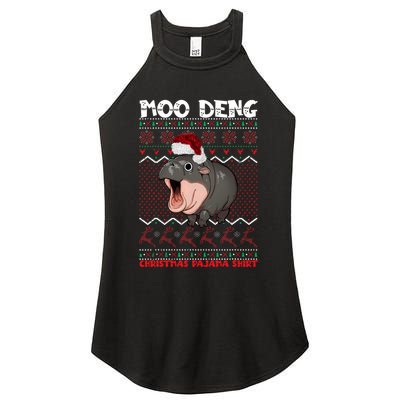 Moo Deng Christmas Moo Deng Christmas Pajama Matching Family Women's Perfect Tri Rocker Tank