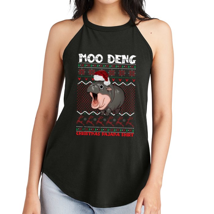 Moo Deng Christmas Moo Deng Christmas Pajama Matching Family Women's Perfect Tri Rocker Tank