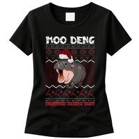 Moo Deng Christmas Moo Deng Christmas Pajama Matching Family Womens T-Shirt