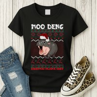 Moo Deng Christmas Moo Deng Christmas Pajama Matching Family Womens T-Shirt