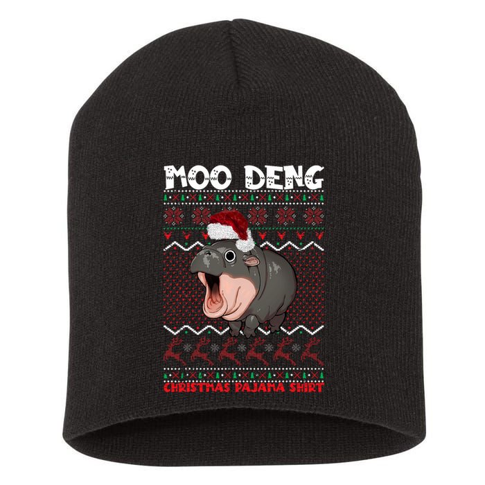 Moo Deng Christmas Moo Deng Christmas Pajama Matching Family Short Acrylic Beanie