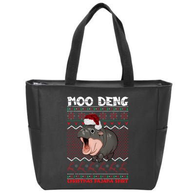 Moo Deng Christmas Moo Deng Christmas Pajama Matching Family Zip Tote Bag