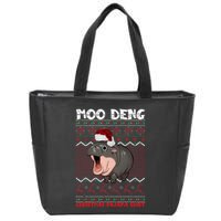 Moo Deng Christmas Moo Deng Christmas Pajama Matching Family Zip Tote Bag