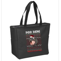 Moo Deng Christmas Moo Deng Christmas Pajama Matching Family Zip Tote Bag