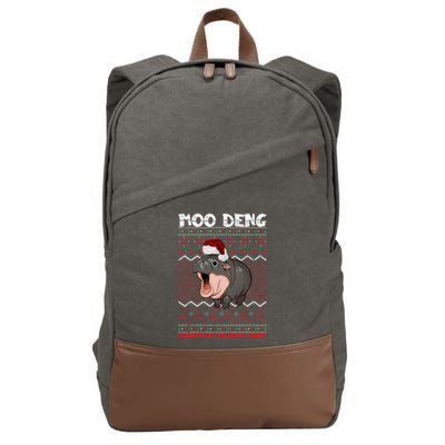 Moo Deng Christmas Moo Deng Christmas Pajama Matching Family Cotton Canvas Backpack