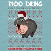 Moo Deng Christmas Moo Deng Christmas Pajama Matching Family Sueded Cloud Jersey T-Shirt