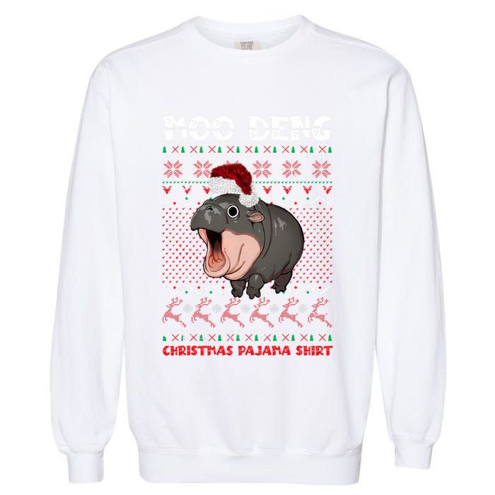 Moo Deng Christmas Moo Deng Christmas Pajama Matching Family Garment-Dyed Sweatshirt