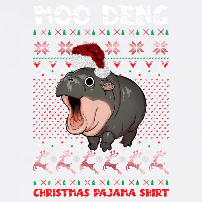 Moo Deng Christmas Moo Deng Christmas Pajama Matching Family Garment-Dyed Sweatshirt