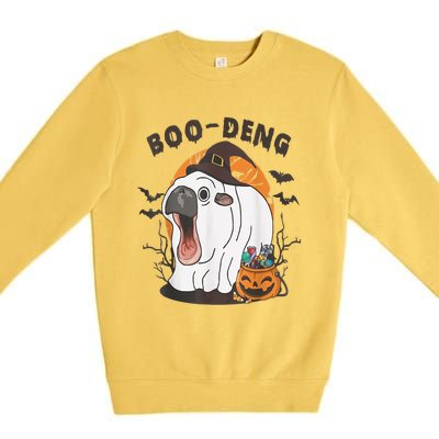 Moo Deng Cute Baby Pygmy Hippo Bouncy Pig In Thai Halloween Premium Crewneck Sweatshirt