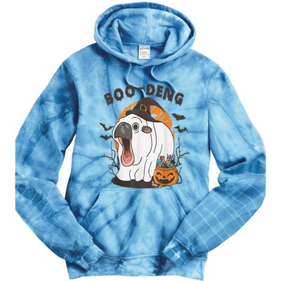 Moo Deng Cute Baby Pygmy Hippo Bouncy Pig In Thai Halloween Tie Dye Hoodie