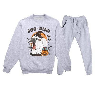 Moo Deng Cute Baby Pygmy Hippo Bouncy Pig In Thai Halloween Premium Crewneck Sweatsuit Set