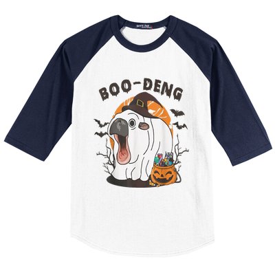 Moo Deng Cute Baby Pygmy Hippo Bouncy Pig In Thai Halloween Baseball Sleeve Shirt