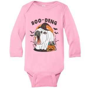 Moo Deng Cute Baby Pygmy Hippo Bouncy Pig In Thai Halloween Baby Long Sleeve Bodysuit