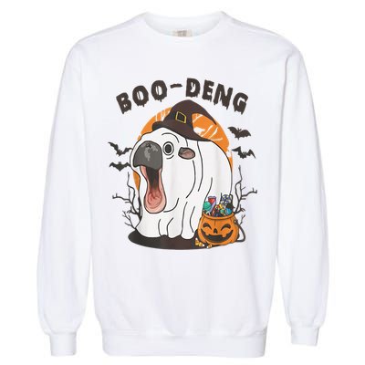 Moo Deng Cute Baby Pygmy Hippo Bouncy Pig In Thai Halloween Garment-Dyed Sweatshirt