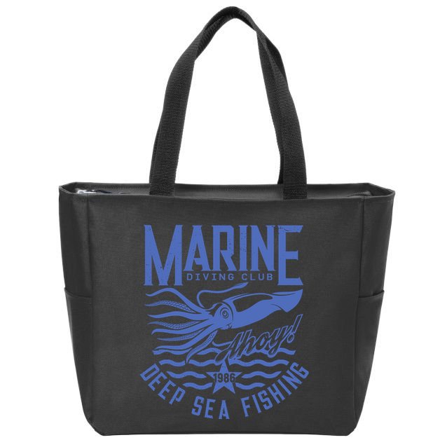 Marine Diving Club Deep Sea Fishing 1986 Zip Tote Bag