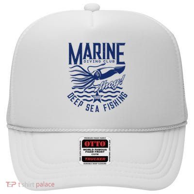 Marine Diving Club Deep Sea Fishing 1986 High Crown Mesh Back Trucker Hat