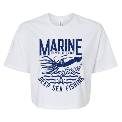 Marine Diving Club Deep Sea Fishing 1986 Bella+Canvas Jersey Crop Tee