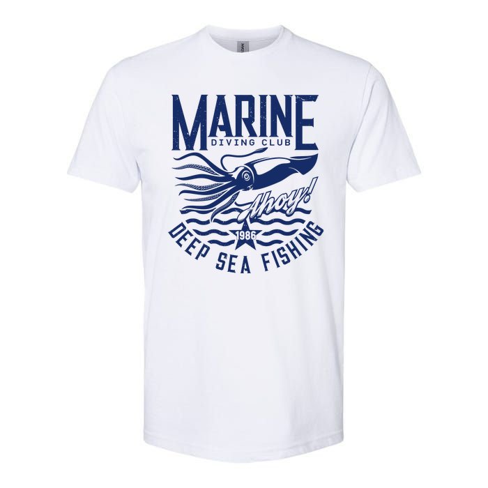 Marine Diving Club Deep Sea Fishing 1986 Softstyle CVC T-Shirt