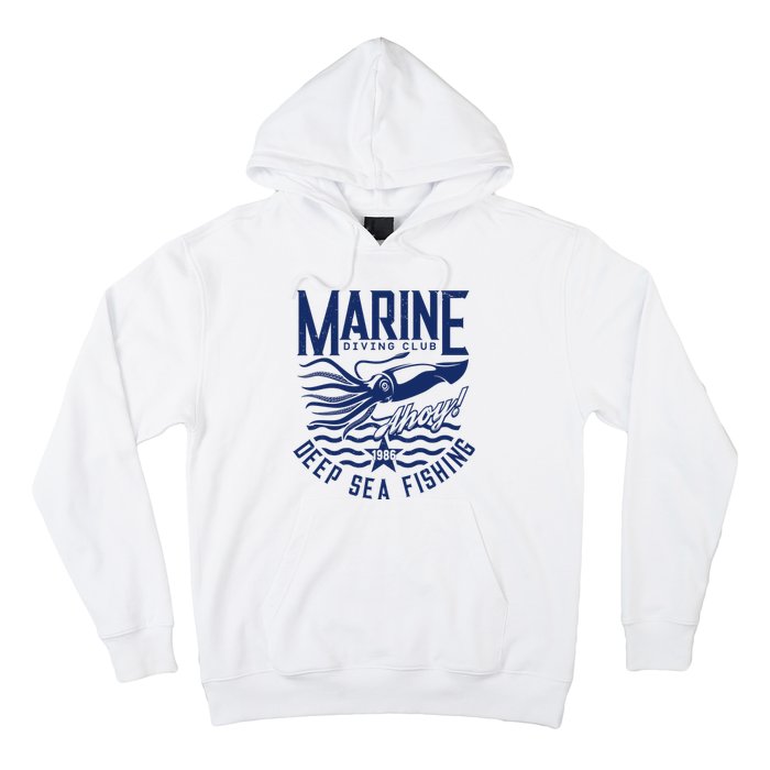 Marine Diving Club Deep Sea Fishing 1986 Hoodie