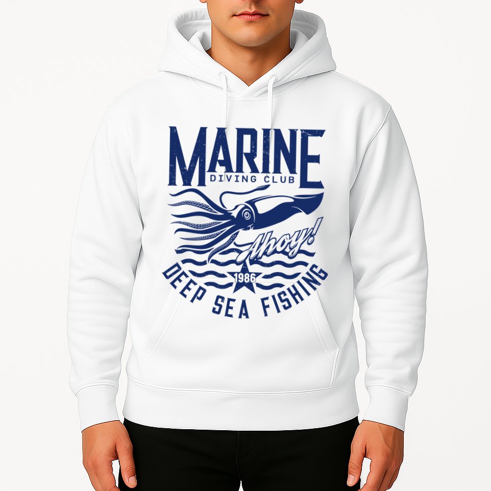 Marine Diving Club Deep Sea Fishing 1986 Hoodie