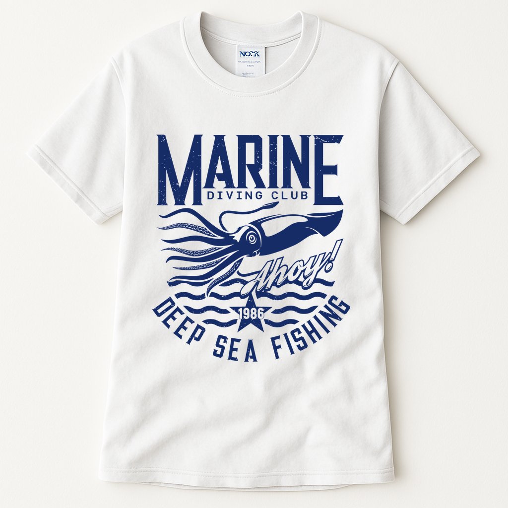 Marine Diving Club Deep Sea Fishing 1986 Tall T-Shirt