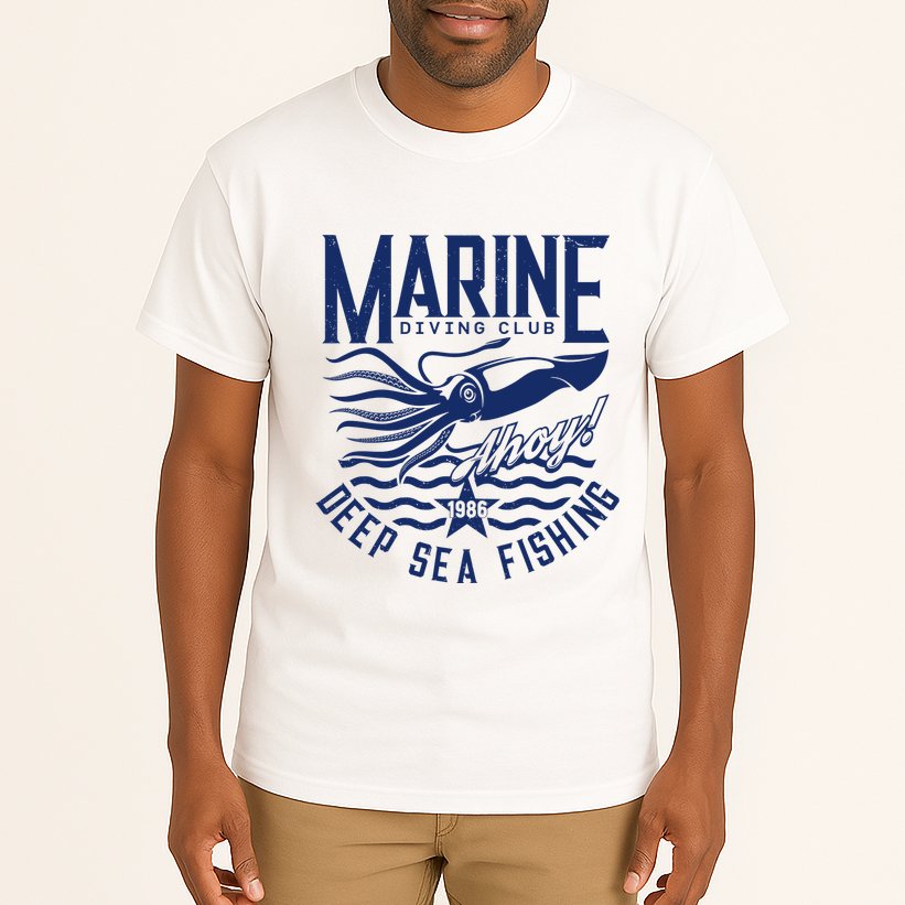Marine Diving Club Deep Sea Fishing 1986 Tall T-Shirt