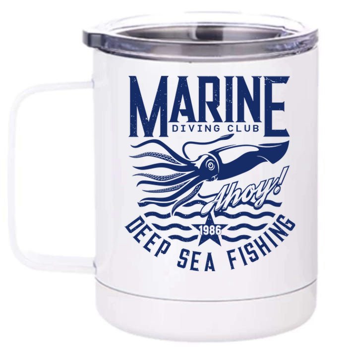 Marine Diving Club Deep Sea Fishing 1986 12 oz Stainless Steel Tumbler Cup