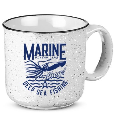 Marine Diving Club Deep Sea Fishing 1986 15oz Campfire Ceramic Mug