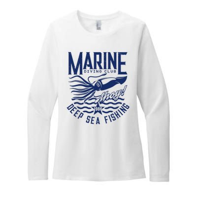 Marine Diving Club Deep Sea Fishing 1986 Womens CVC Long Sleeve Shirt