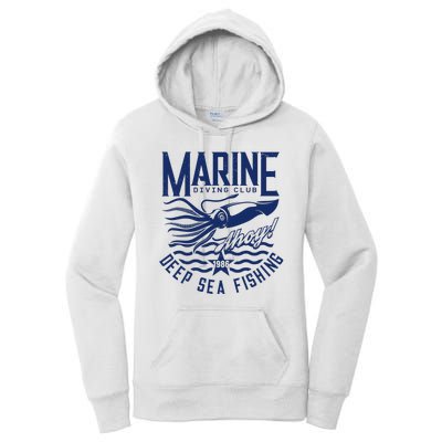 Marine Diving Club Deep Sea Fishing 1986 Women's Pullover Hoodie