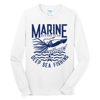 Marine Diving Club Deep Sea Fishing 1986 Tall Long Sleeve T-Shirt