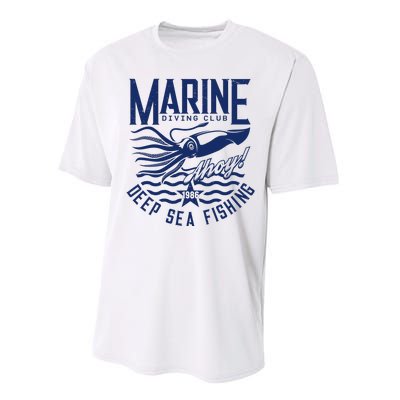 Marine Diving Club Deep Sea Fishing 1986 Performance Sprint T-Shirt