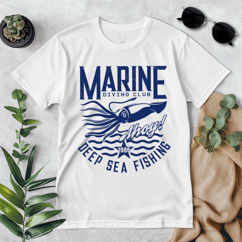 Marine Diving Club Deep Sea Fishing 1986 Premium T-Shirt