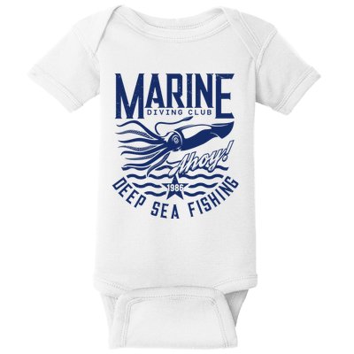 Marine Diving Club Deep Sea Fishing 1986 Baby Bodysuit