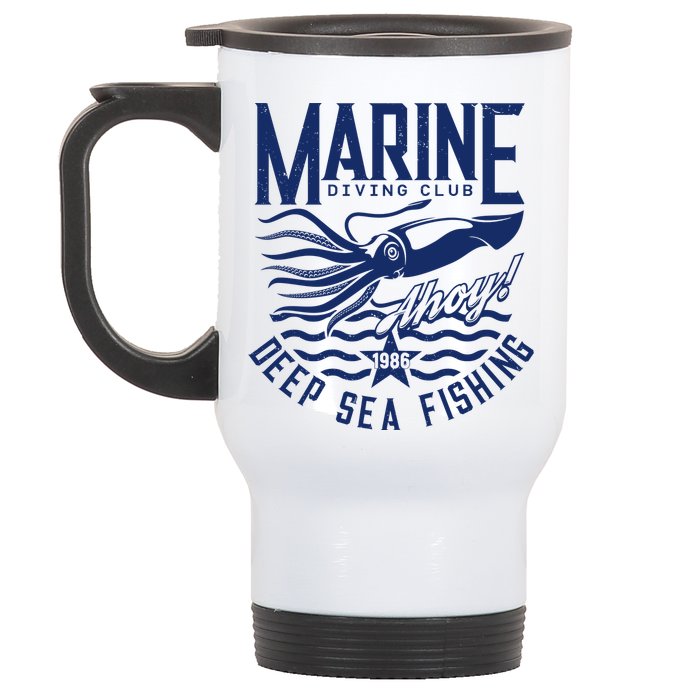 Marine Diving Club Deep Sea Fishing 1986 Stainless Steel Travel Mug