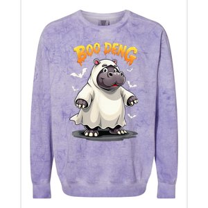 Moo Deng Cute Baby Pygmy Hippo Bouncy Pig In Thai Halloween Colorblast Crewneck Sweatshirt