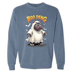 Moo Deng Cute Baby Pygmy Hippo Bouncy Pig In Thai Halloween Garment-Dyed Sweatshirt