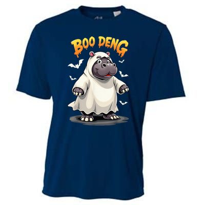 Moo Deng Cute Baby Pygmy Hippo Bouncy Pig In Thai Halloween Cooling Performance Crew T-Shirt