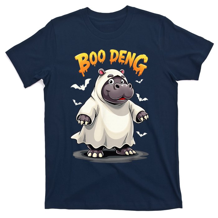 Moo Deng Cute Baby Pygmy Hippo Bouncy Pig In Thai Halloween T-Shirt