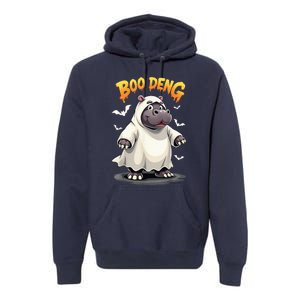 Moo Deng Cute Baby Pygmy Hippo Bouncy Pig In Thai Halloween Premium Hoodie