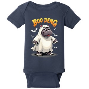 Moo Deng Cute Baby Pygmy Hippo Bouncy Pig In Thai Halloween Baby Bodysuit