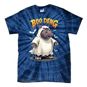 Moo Deng Cute Baby Pygmy Hippo Bouncy Pig In Thai Halloween Tie-Dye T-Shirt