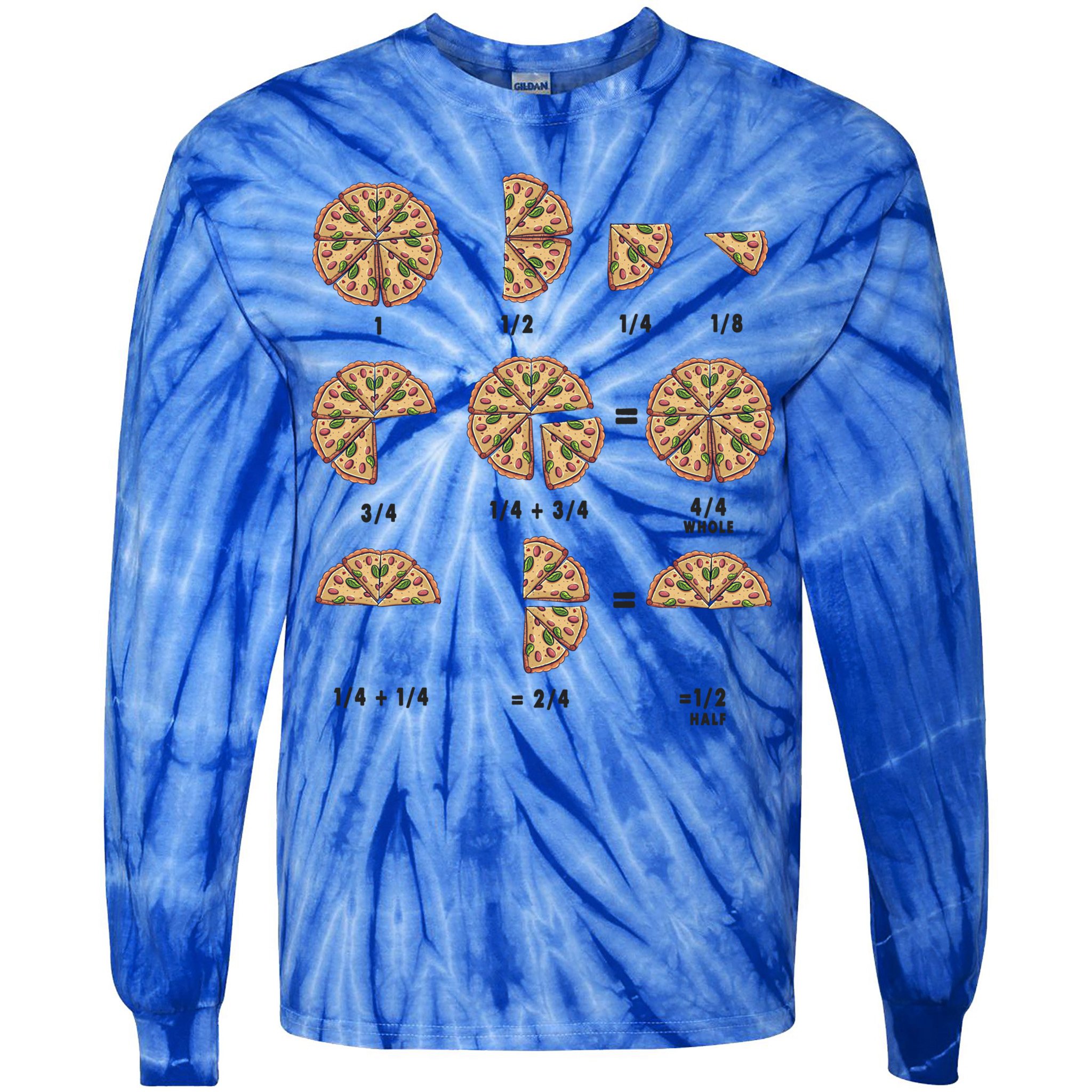 Maths Day Costume Idea And Pizza Slice Fraction Gift Tie-Dye Long Sleeve Shirt