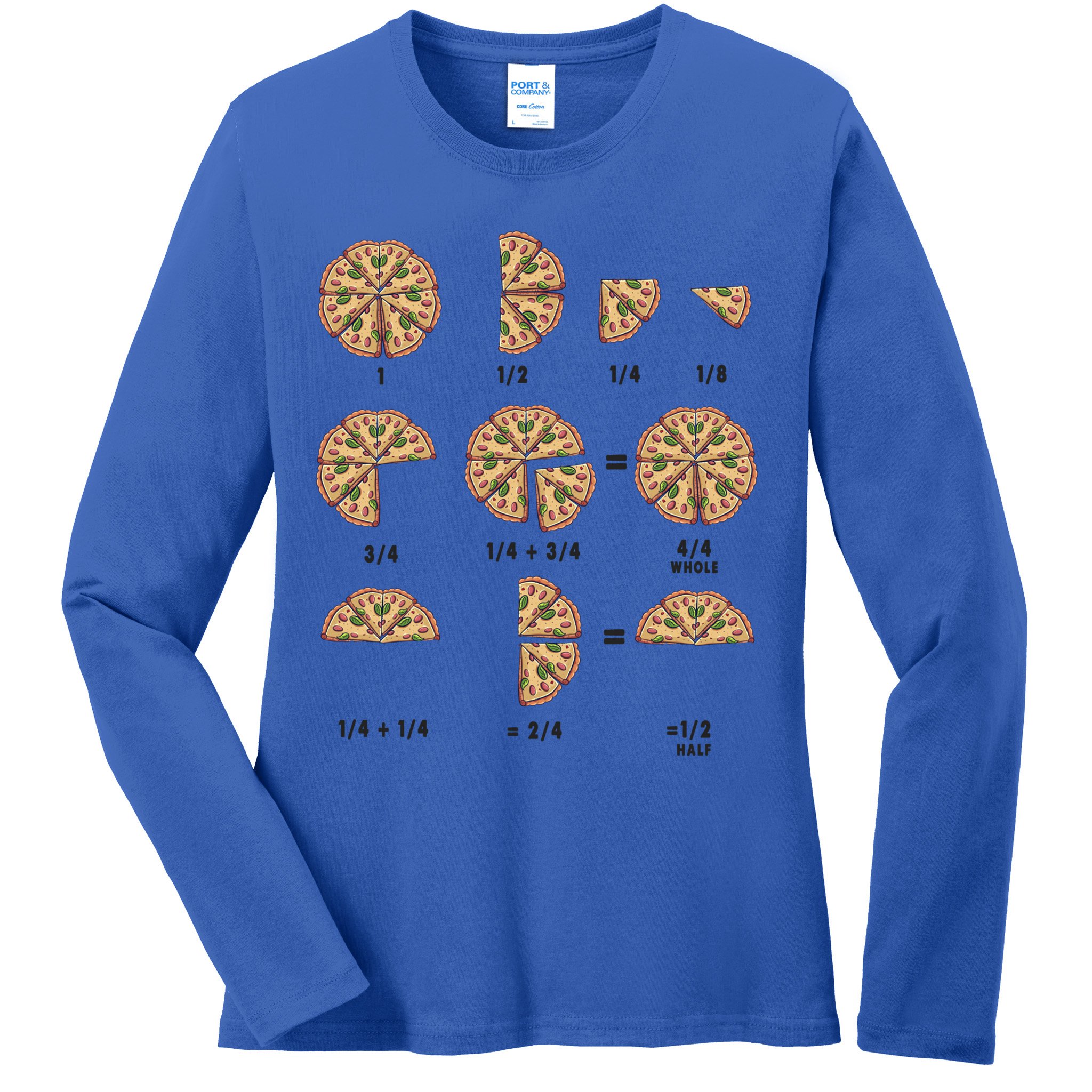 Maths Day Costume Idea And Pizza Slice Fraction Gift Ladies Long Sleeve Shirt