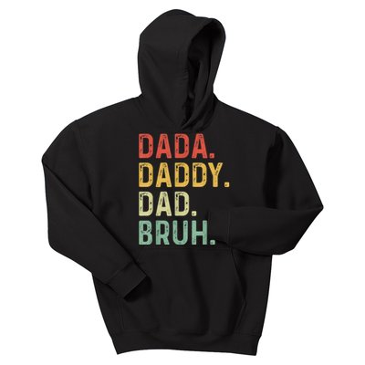 Men Dada Daddy Dad Bruh Fathers Day Vintage Funny Father Kids Hoodie