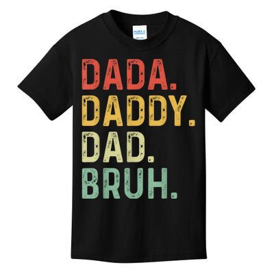 Men Dada Daddy Dad Bruh Fathers Day Vintage Funny Father Kids T-Shirt